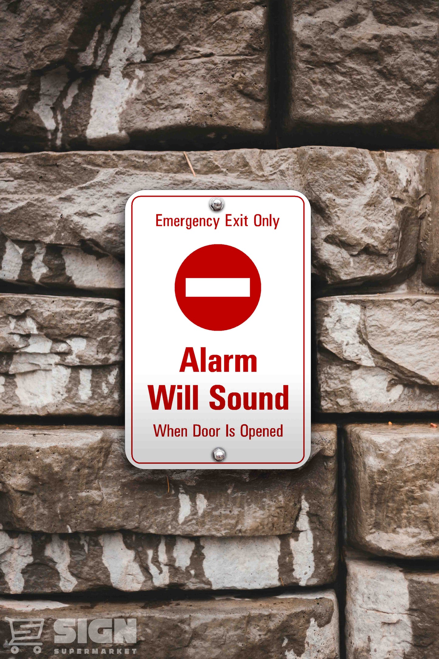 Emergency Exit Alarm Will Sound 12" x 18"