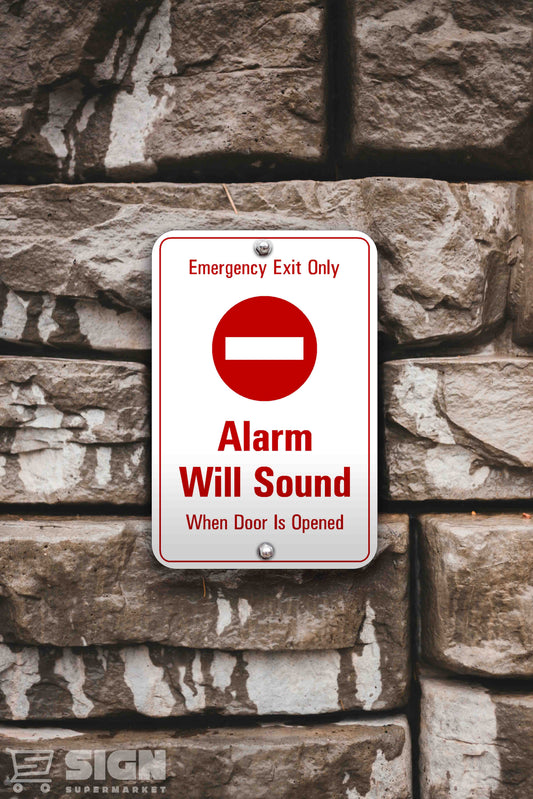 Emergency Exit Alarm Will Sound 12" x 18"