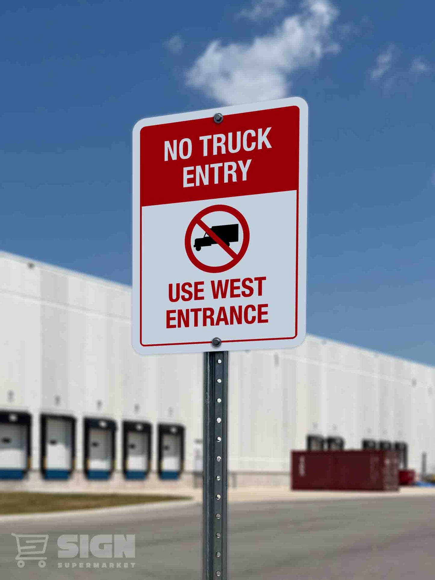 No Truck Entry Use West Entrance 18" x 24"