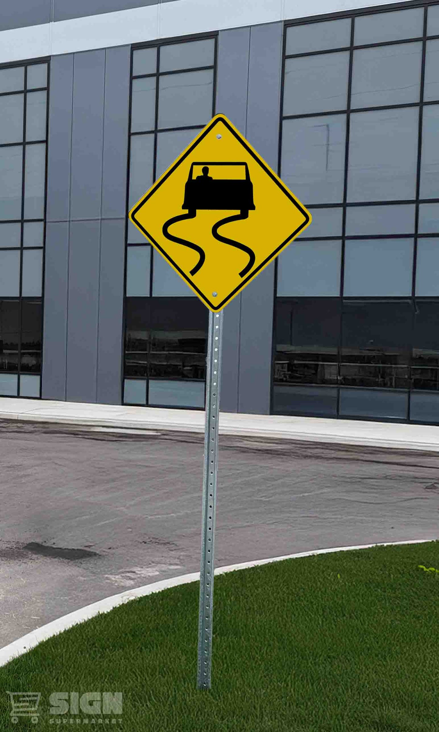 Slippery Road Warning Sign 24" x 24"